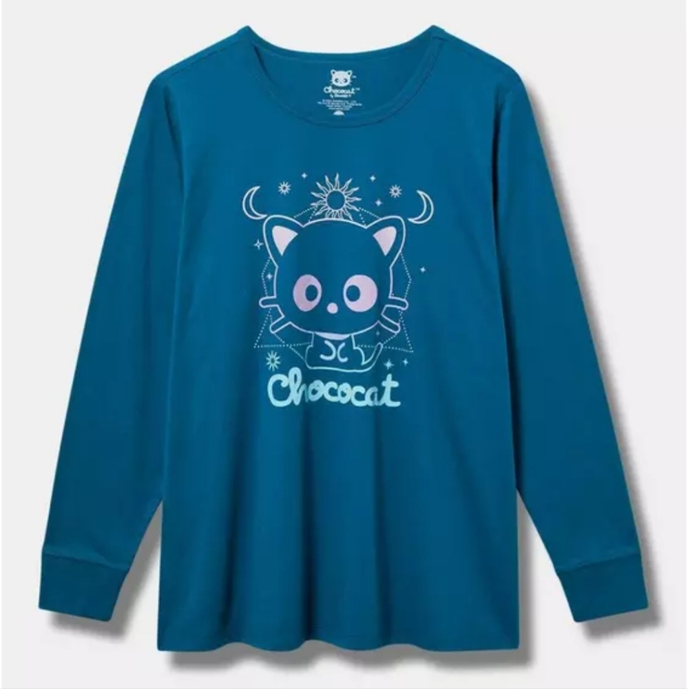 Torrid Size 2 Teal Chococat Long Sleeve Tshirt